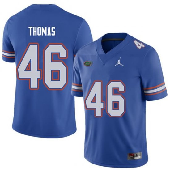 Men's Florida Gators #46 Will Thomas NCAA Jordan Brand Royal Authentic Stitched College Football Jersey JTU8762NS